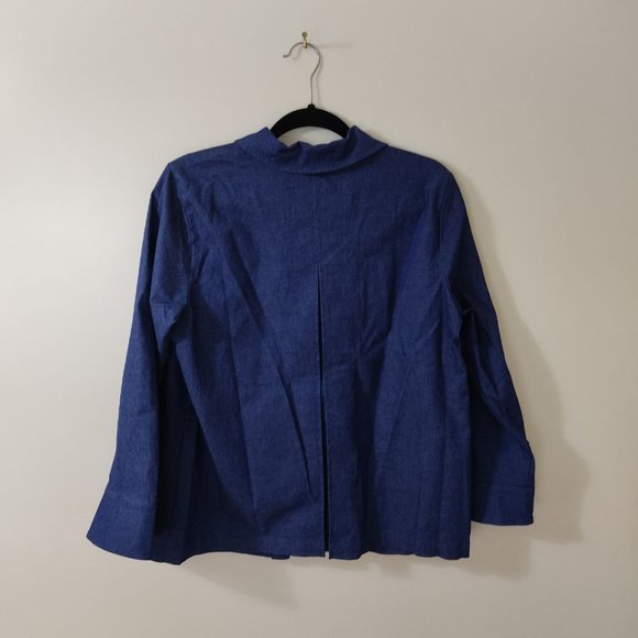 Linea by Louis Dell'Olio Navy Cotton Jacket Women's Size M Blue Gold Buttons - Picture 2 of 10